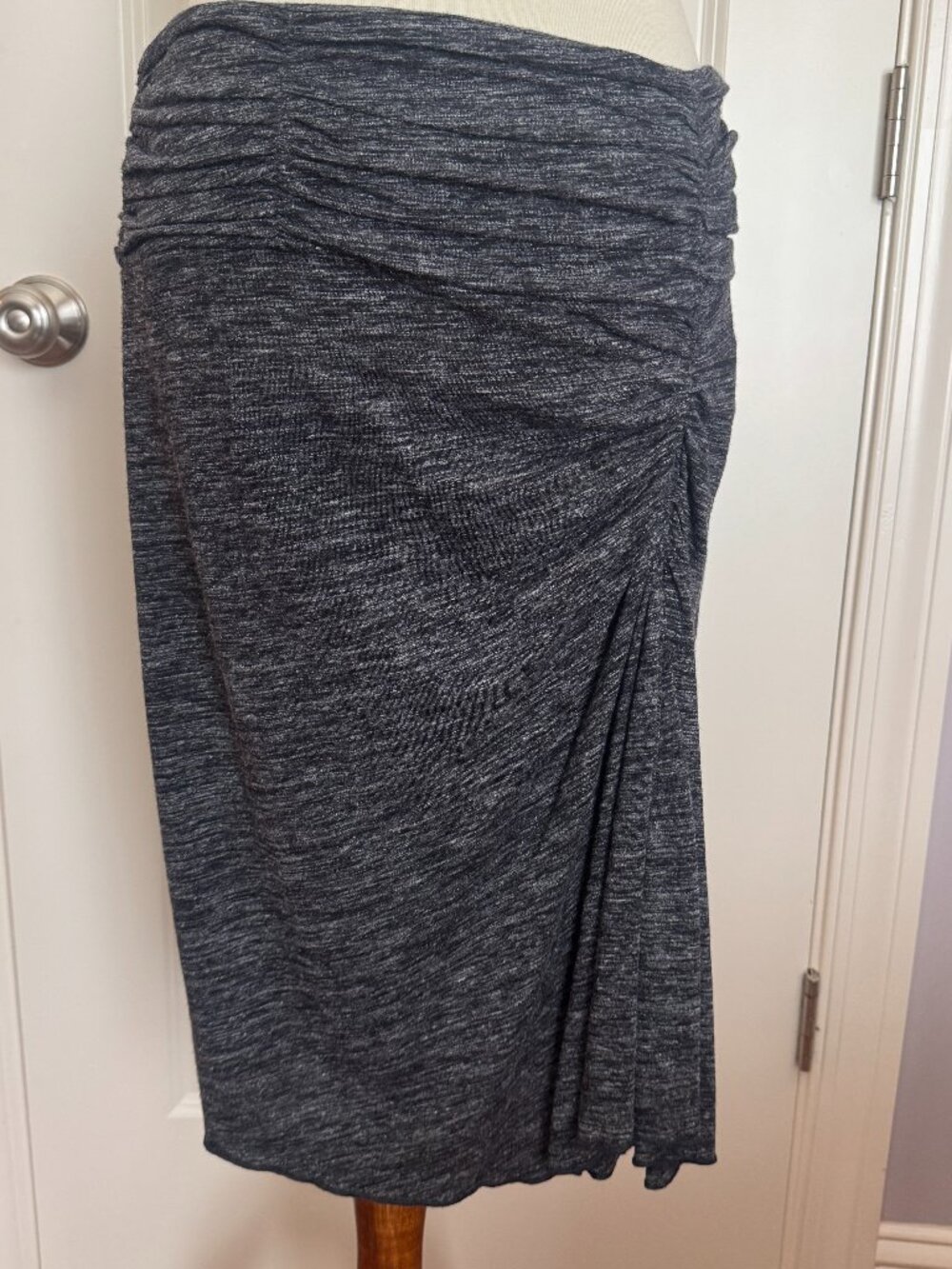 Burberry Brit Grey Heathered Ruched Tube Skirt Sz L